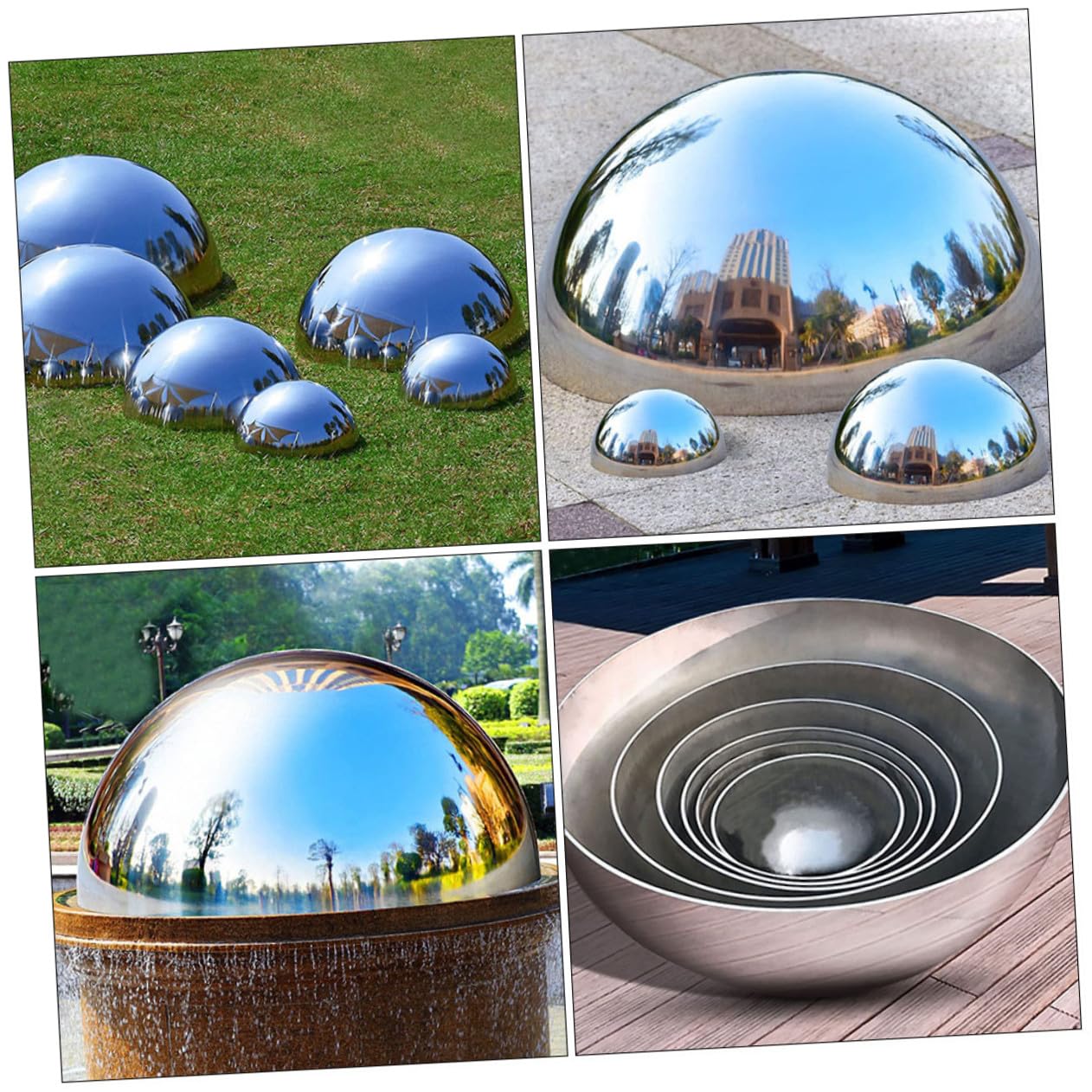 Abaodam Texture Fine Mezza Sfera Riflettente 5 Pezzi in Acciaio Inossidabile Argento Superficie Specchiata Design Elegante per Decorazione Giardino Esterno