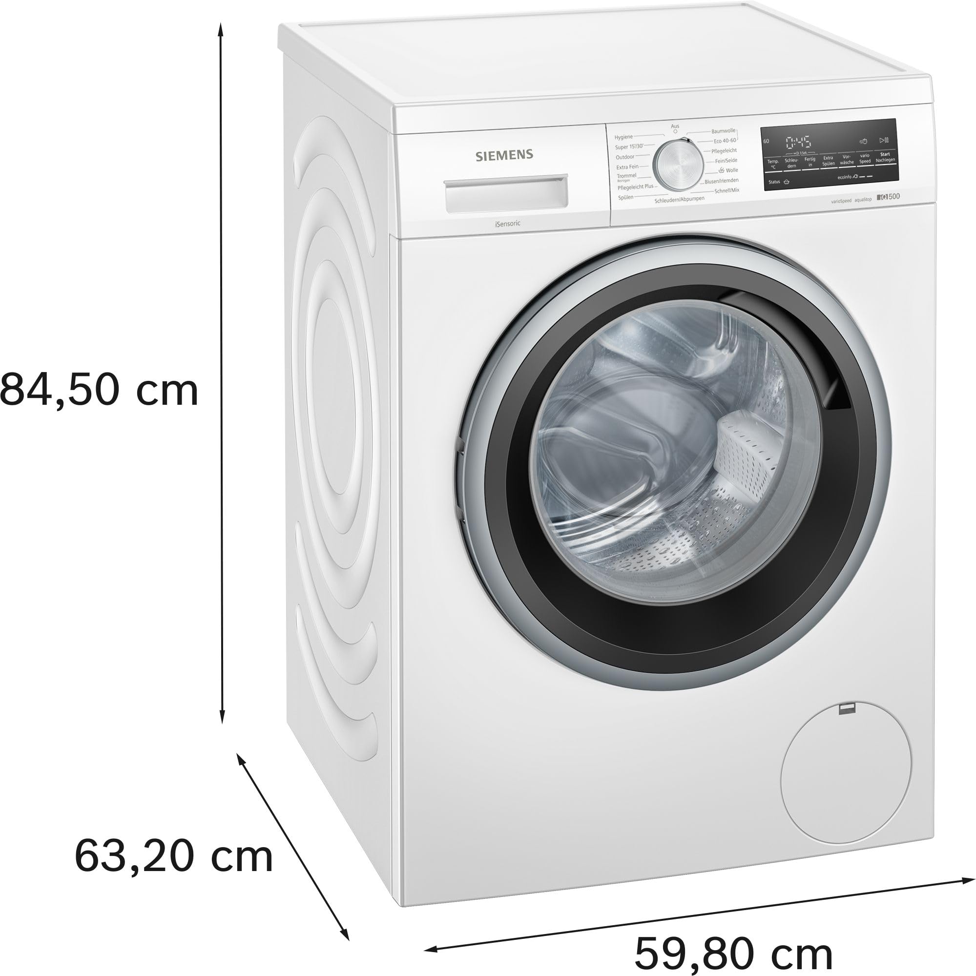 Siemens iQ500 Unterbaufähige Waschmaschine 8 kg 1400 UpM WU14UT70 | Stiftung Warentest Testsieger*, Schnelle Wäsche mit speedPack L, langlebiger iQdrive Motor, aquaStop Schutz vor Wasserschaden