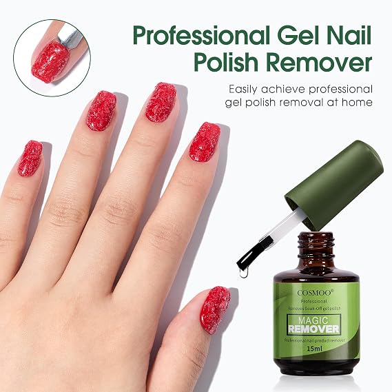 15ML Gel Nail Polish Remover, Magic Gel Polish Remover for Nails, Professional Remove Gel Nail Polish, Quick & Easy Polish Remover In 2-3 Minutes