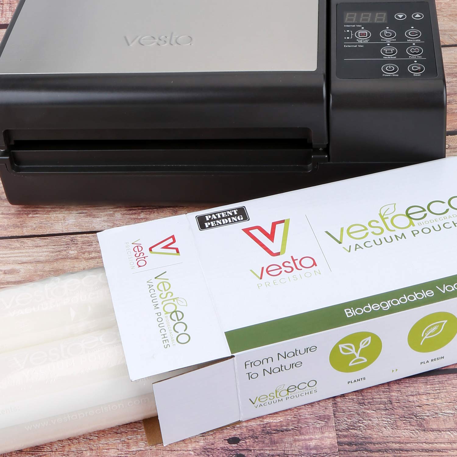 VestaEco Biodegradable Vacuum Sealer Bags Rolls 11x20 2 pack OK