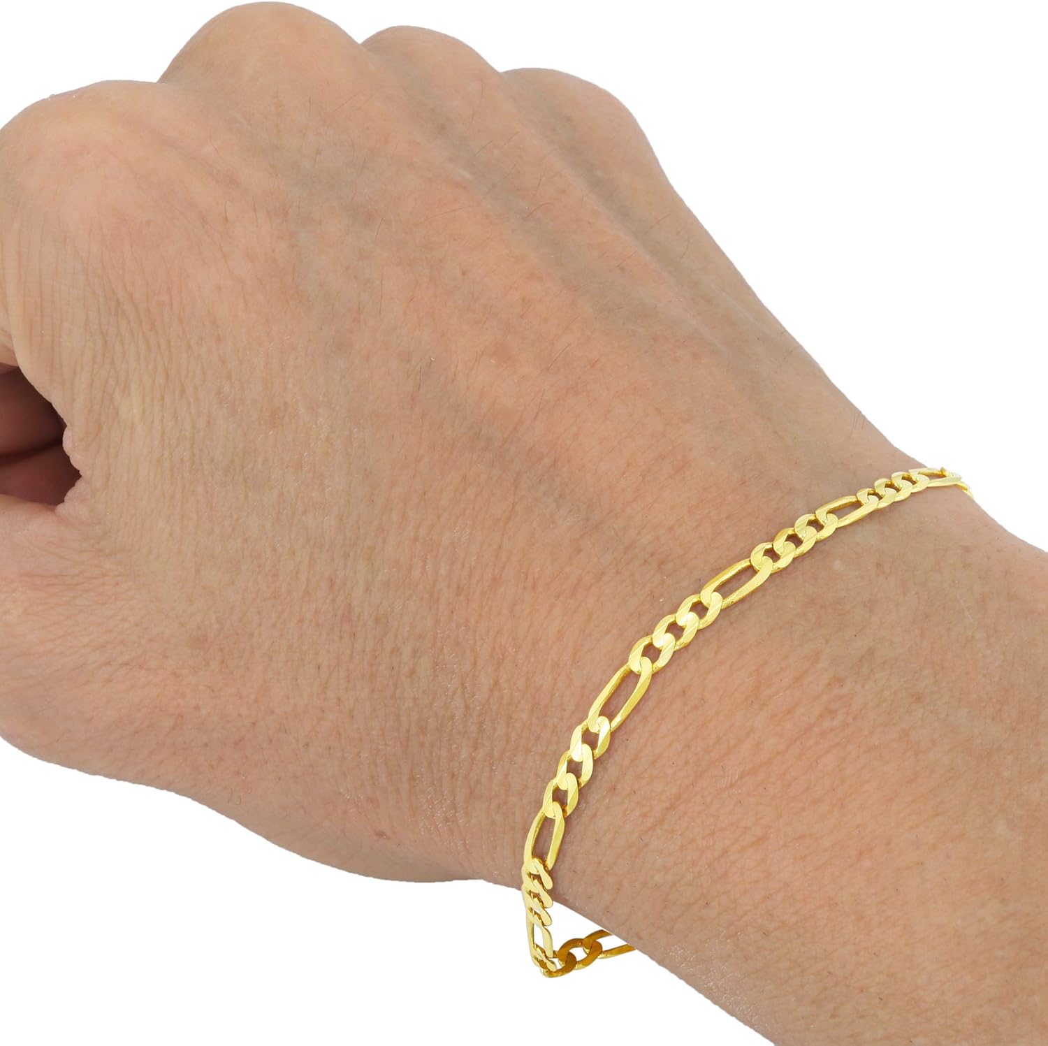 Nuragold 14k Real Yellow Gold Figaro Link 4.5mm Chain Bracelet (7"-9") Italian Jewelry for Men & Women - Image 3