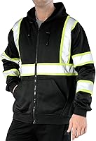 Vista 21 de sesafety Sudadera de seguridad de alta visibilidad para hombre, sudadera con capucha reflectante con cremallera clase 3, sudadera con capucha