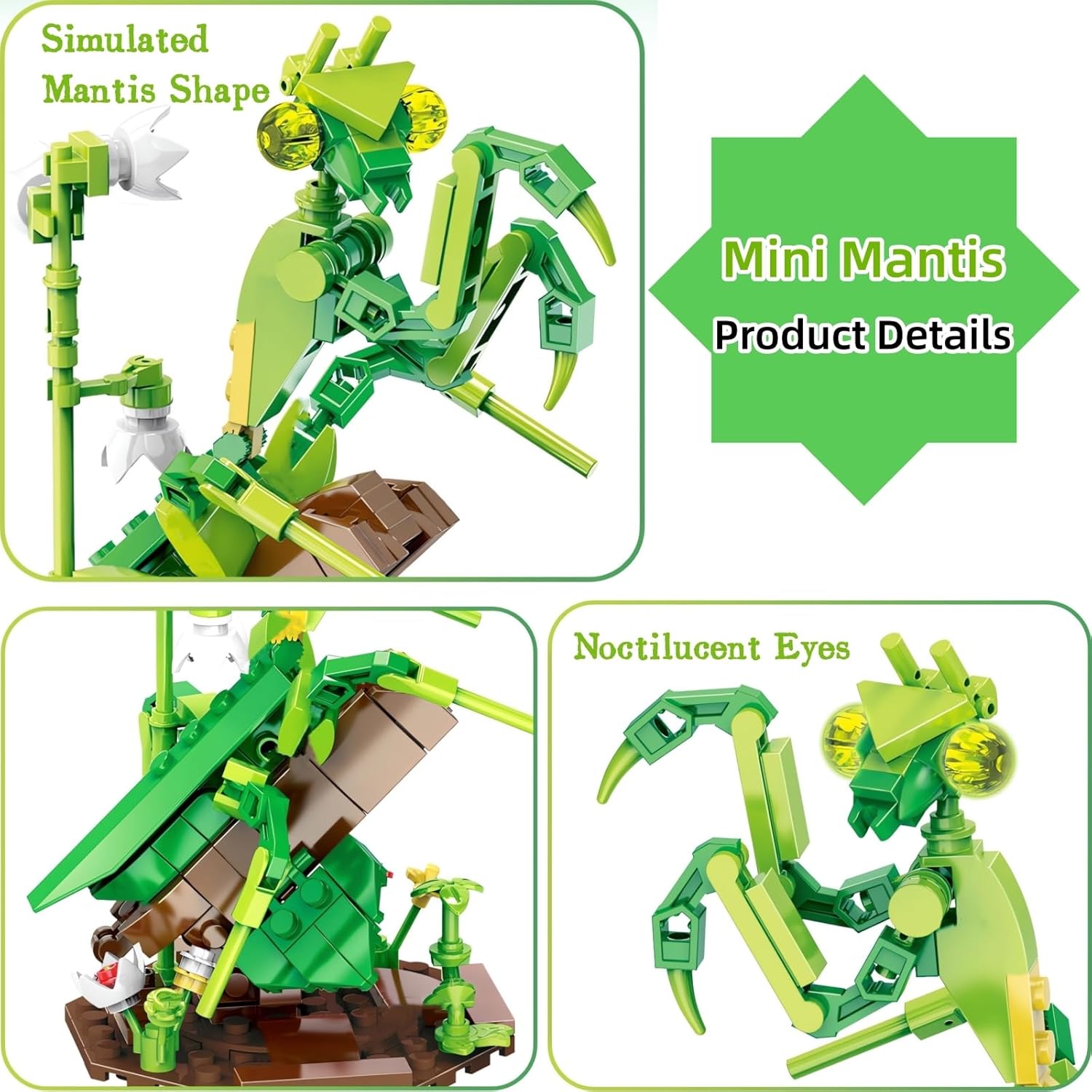 Ideas Insect Collection Toy Building Sets, Chinese Mantis with Flowers Nature Display Models for Home Decor, Fun Bug Gift for Animals Lovers Woman Teens Adults