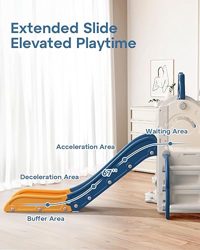 Miniatura 8 de BIERUM Toddler Slide and Swing Set, 7-in-1 Indoor Outdoor Toddler Playset with Climber, Basketball Hoop & Golf Toys, Playground for Kids Ages 1+,