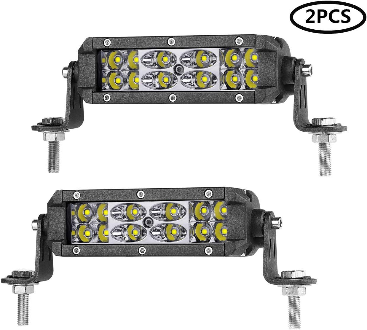LED Light Pods Auto Power Plus 2pcs 5 Inch Off Road Driving Lights Dual Row LED Light Bar LED Work Light Waterproof Spot Flood Combo Lights for Off Road Truck UTV ATV Boat