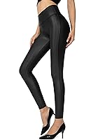 SANTINY Women's High Waisted Faux Leather Leggings 25.5"/27" Stretchy Tights - Breathable, Tummy Control for Yoga & Outfits