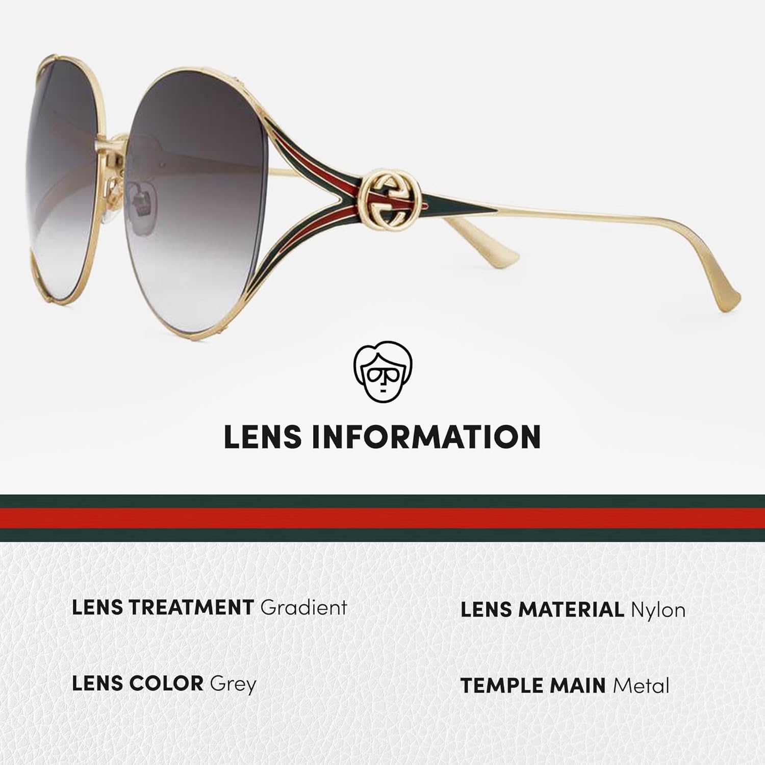 Gucci GG0225S GG Interlocking Logo Square-Shaped Non-Polarized Sunglasses for Women – Includes Luxury Eyewear Kit – Gold Frame with Gray Lens - Image 4