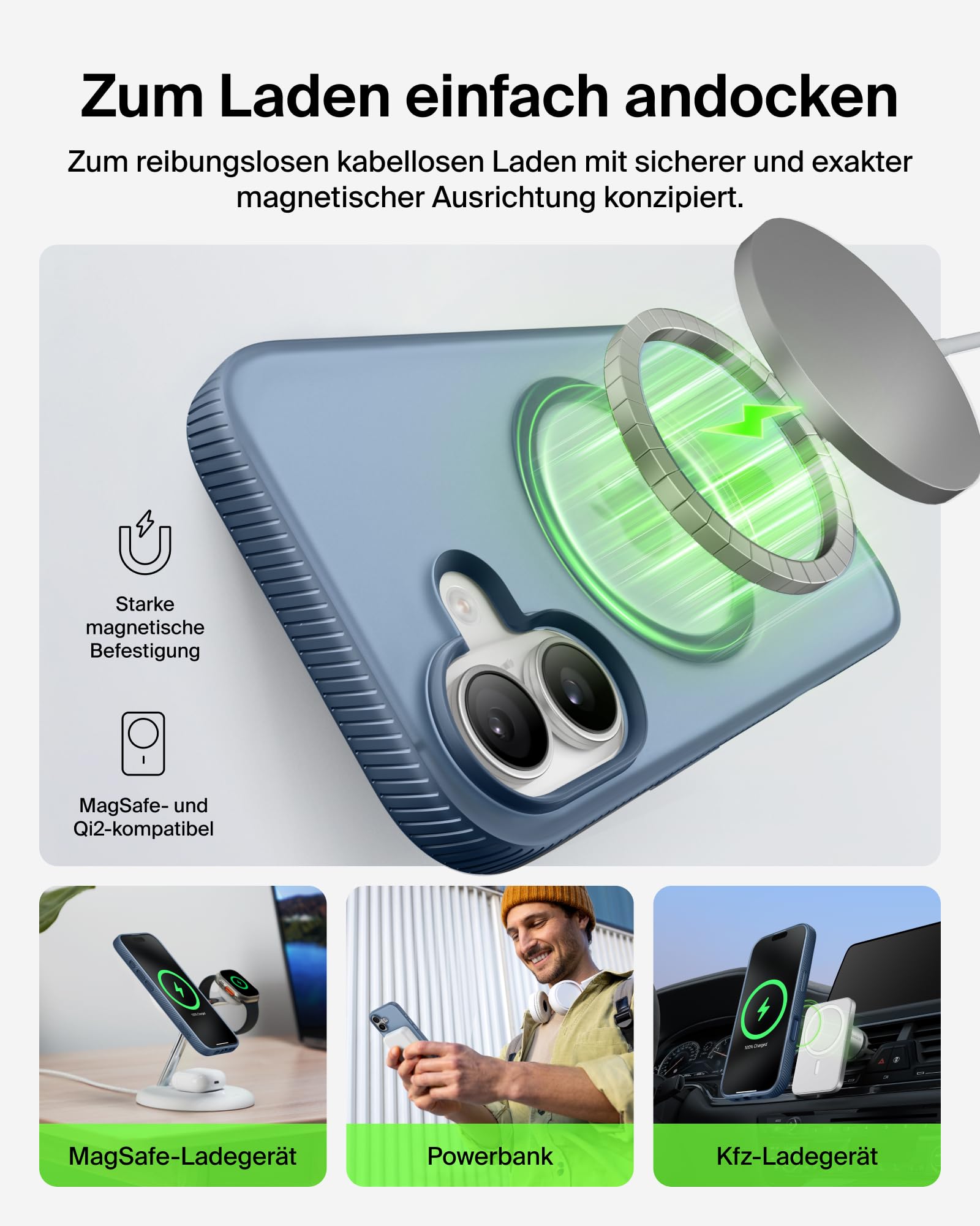 Belkin SheerForce Grip iPhone 17 Hülle MagSafe Kompatible Handyhülle mit Rutschfesten Rändern, iPhone Schutzhülle, Magnetisch, Transparent, Dünn und Stoßfest – Blau