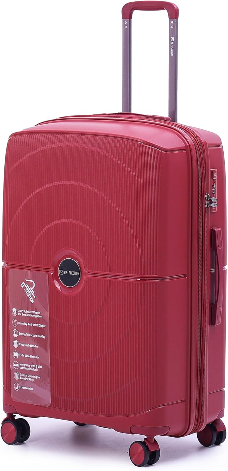 Reflection PP Checked Suitcase, Lightweight Hardshell, Durable