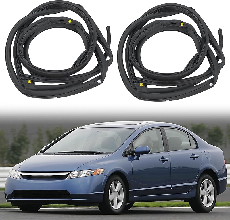 Moldura de vedação da porta JDMON em borracha para Honda Civic Sedan 4 Portas 2006 a 2011 – Par