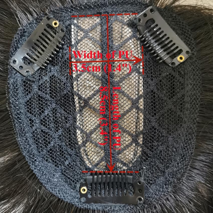 Miniatura 5 de Toppers invisibles de cabello humano para mujer, con clip, con flequillo de aire 3D, flequillo, 3.9 x 4.3 in, parte media, pelucas de cuero