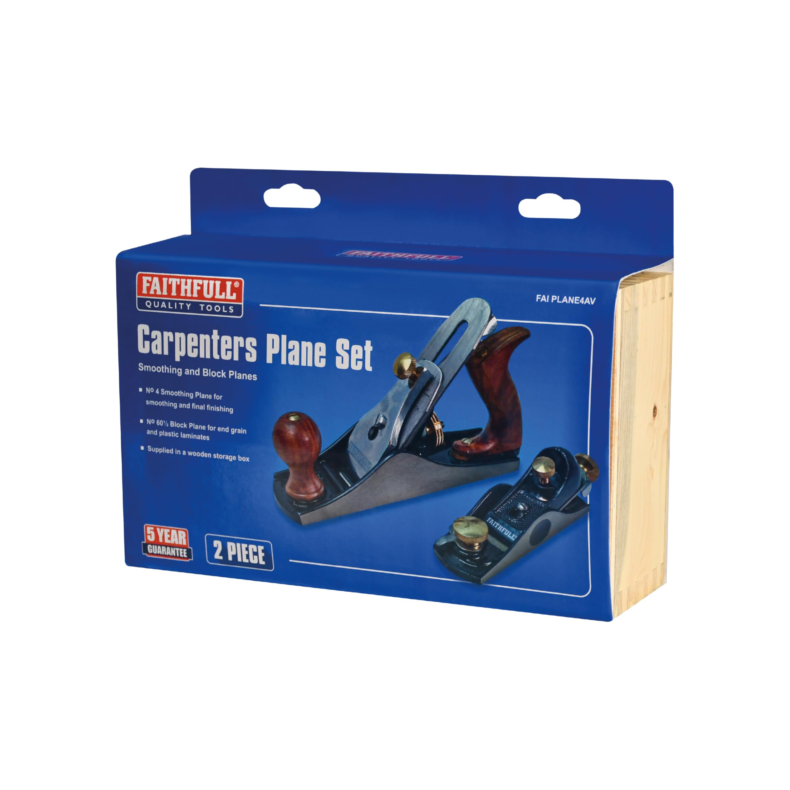 Coffret de rabots Faithfull n° 4 et n° 6012 dans un coffret – Rabots à main en fonte usinés avec précision pour le lissage, l'ébarbage, le travail du bois de bout et le travail du bois