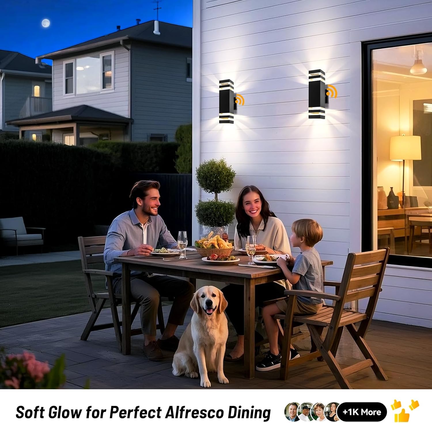 Modern Outdoor Wall Sconce 2-Pack, Up Down Outdoor Lights with Dusk to Dawn Sensor, Waterproof Exterior Light Fixture Wall Mount for House, Porch, Patio, Garage (E26 Bulbs Included)