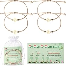 Kasyat 4 Sets Lucky Charm Card Bracelet for Women Adjustable for Birthday Christmas Gift Souvenir Lucky Gift