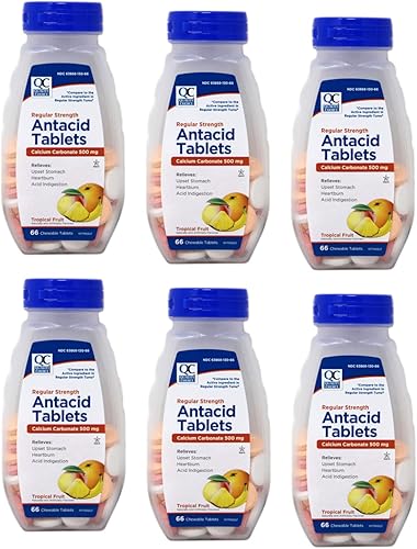 Quality Choice Suplemento antiácidocalcio de fuerza regular, 500 mg, 66 pestañas masticables, frutas variadas (paquete de 6)