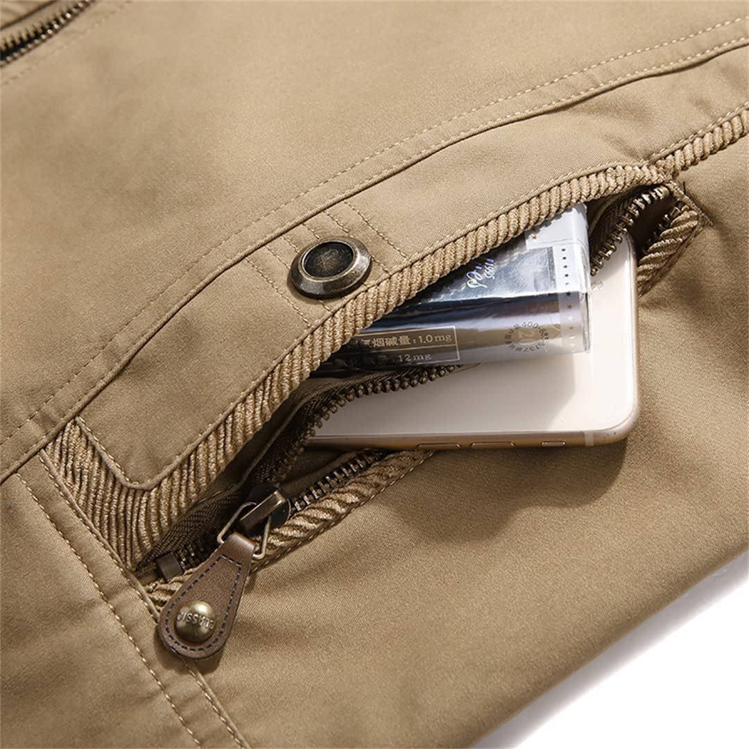 Gilet da uomo con cerniera a 5 tasche con colletto alla coreana Gilet da reporter con molte tasche Black M