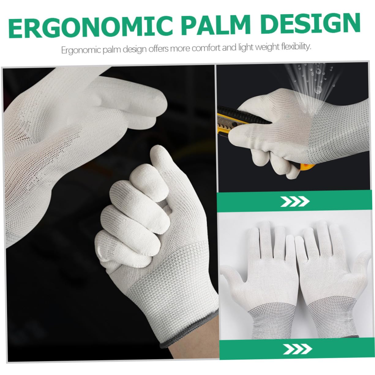 Guantes Antiestáticos de Nailon Revestimiento, 12 Pares | Trabajo de Precisión Industrial, Puño Tejido Ergonómico, Dedos Completos, para Reparación y Placas
