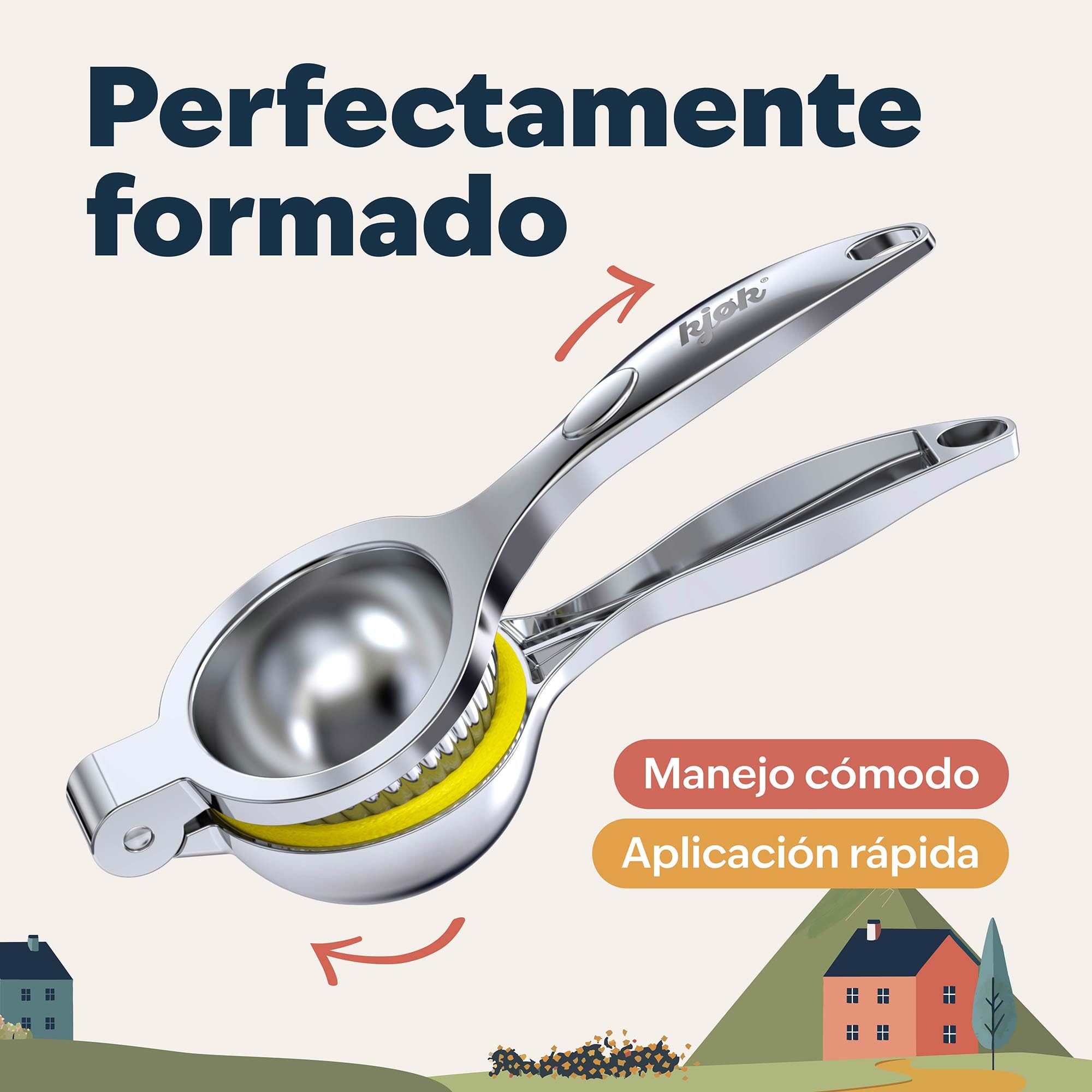 kjøk Premium Exprimidor de limón manual – exprimidor de cítricos para limones, limas y naranjas pequeñas – zumo sin semillas y sin esfuerzo, apto para lavavajillas – para cocina, bar y cócteles