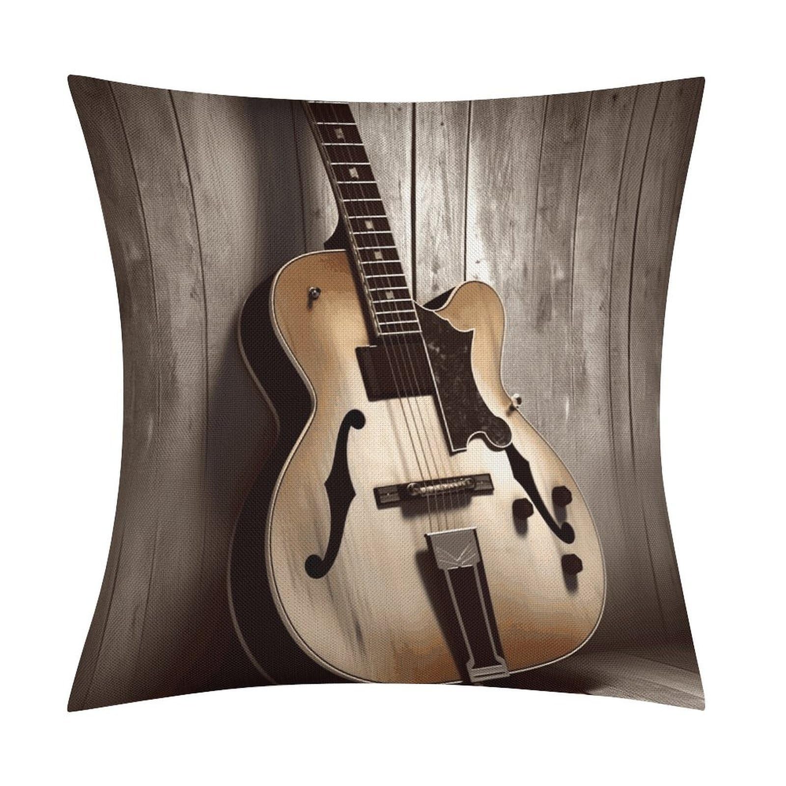 FekiLoot Guitar Pictures Throw Pillow Cover Soft Square Cushion Case Farmhouse Cushion Cover Decorative Pillow Cover Modern Pillowcase for Sofa Living Room Bed Home Decor 18x18 Inch