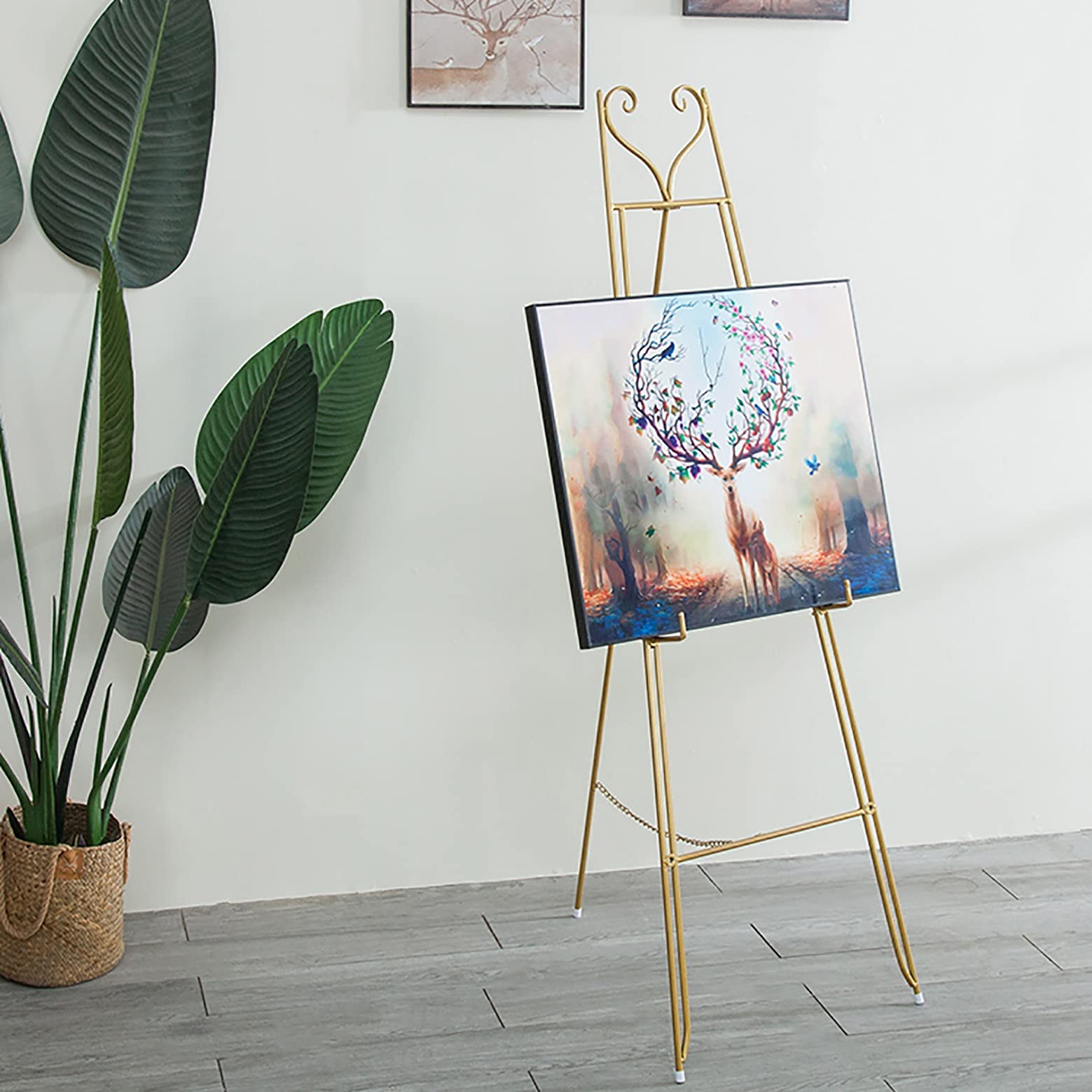 Cavalletto per artista, treppiede per artista, robusto e durevole, con fibbia di regolazione dell'altezza e catena di regolazione dell'angolo, cavalletto per artista professionale e amatoriale per es