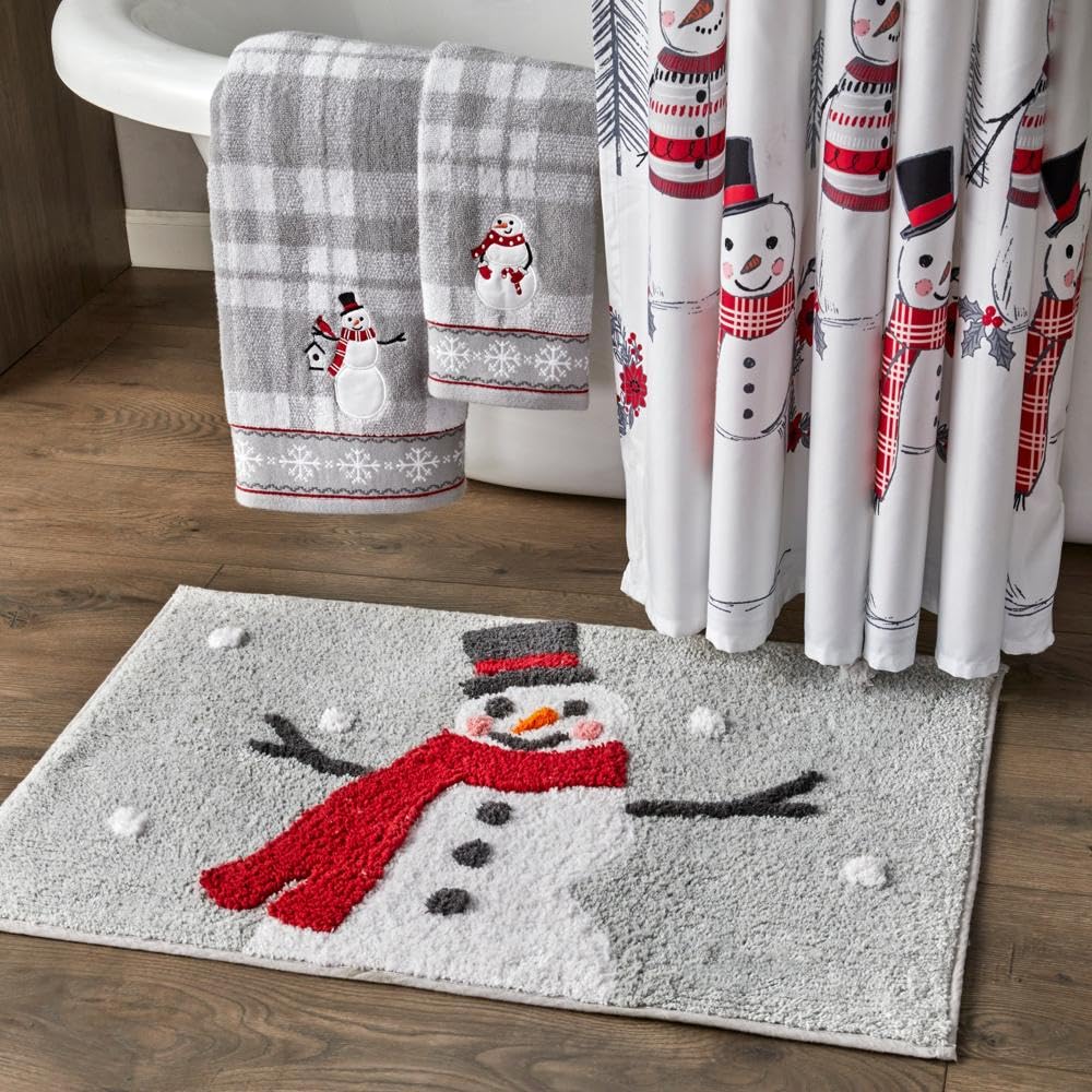 SKL Home by Saturday Knight Ltd. Whistler Snowman Bath Towel, Gray, 24" X 48" - Image 4