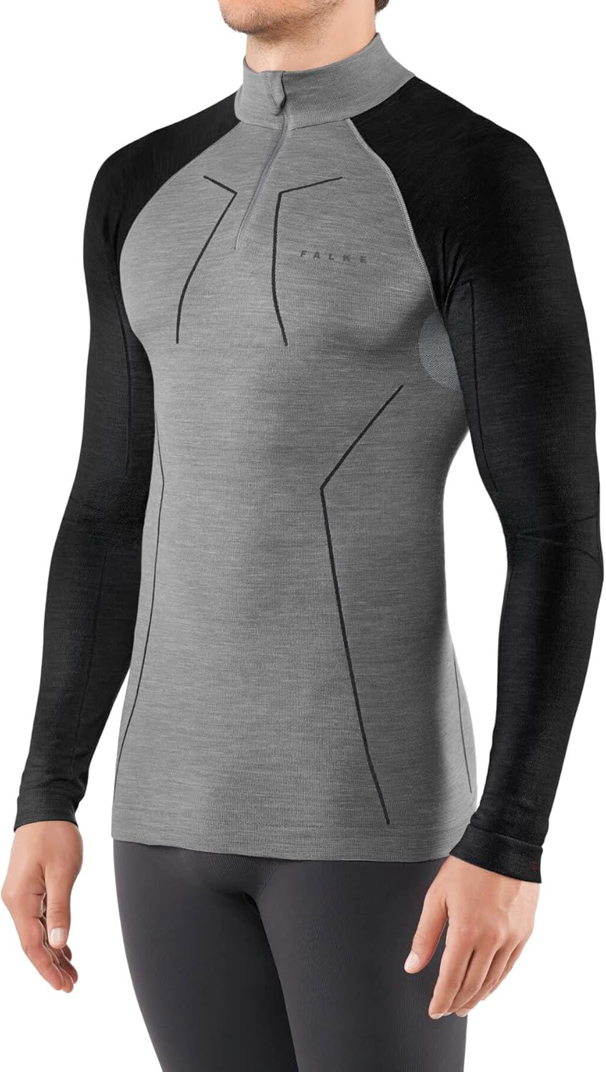 FALKE Men's Wool Tech. Zip Base Layer Top, 1 Piece