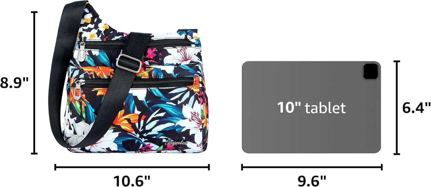STUOYE Nylon Multi-Pocket Crossbody Purse Bags for Women Travel Shoulder Bag