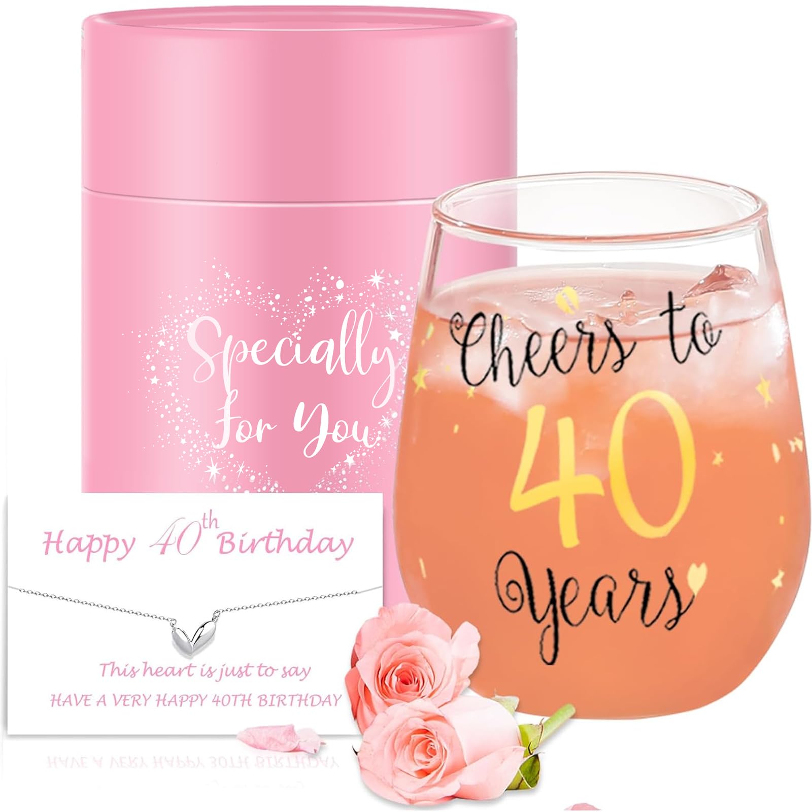 Stemless wijnglas 40e verjaardag wijnglas cadeau verjaardag glas