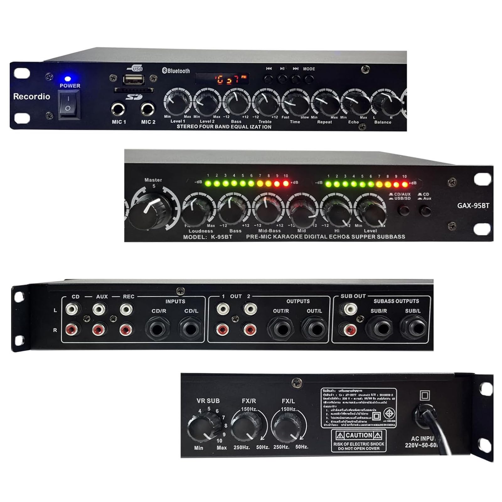 Dispositivo Numerico Professionale di Precondizionamento, Audio a Processore Multieffetto di Riverbero Digitale, Preamplificatore di Preamplificazione, Gamma di Frequenza 20Hz-20kHz