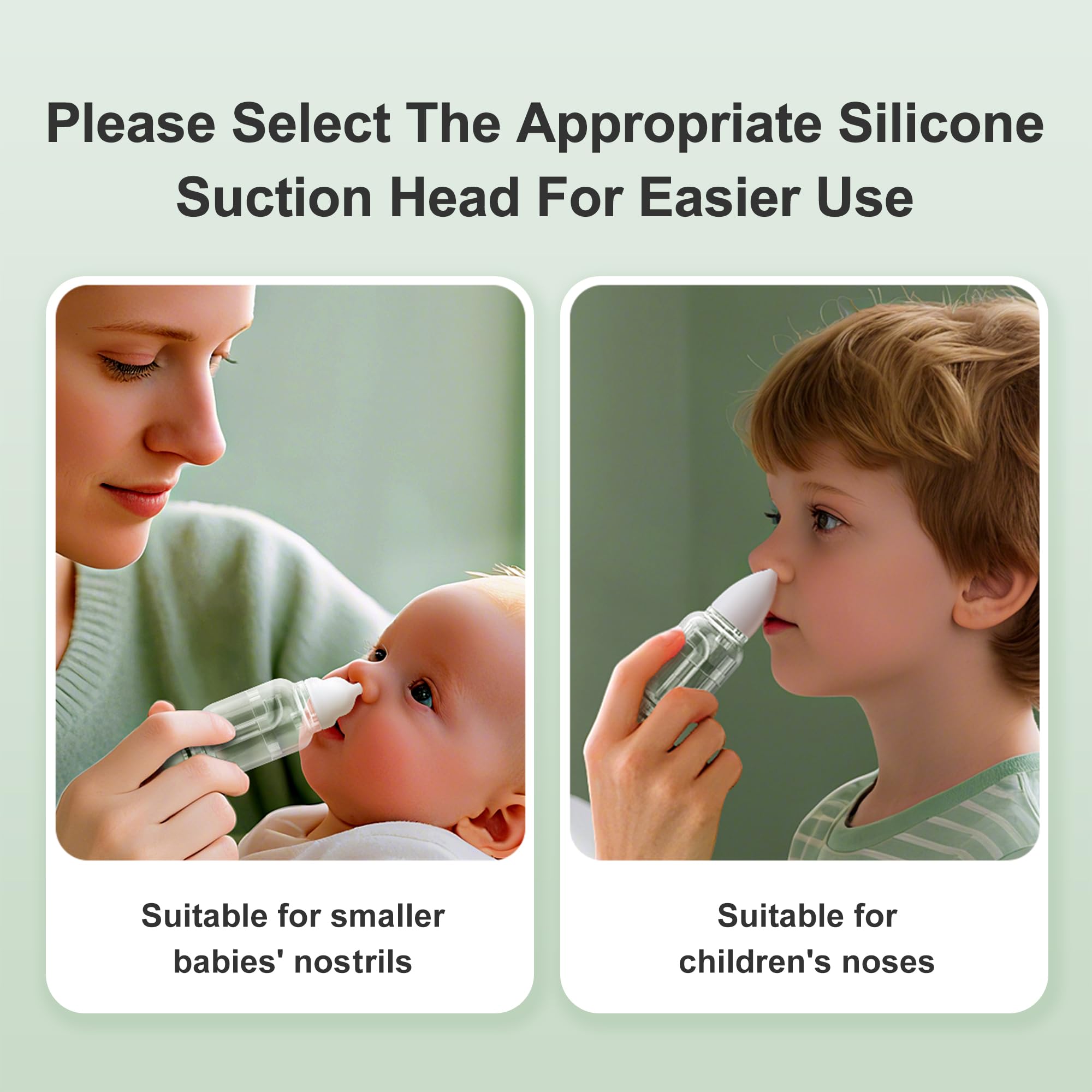 Aspirador nasal manual para bebé – Aspirador nasal de succión fuerte con puntas de silicona suave, fácil de limpiar y reutilizable, silencioso y seguro limpiador de nariz para recién nacido Baby Futur