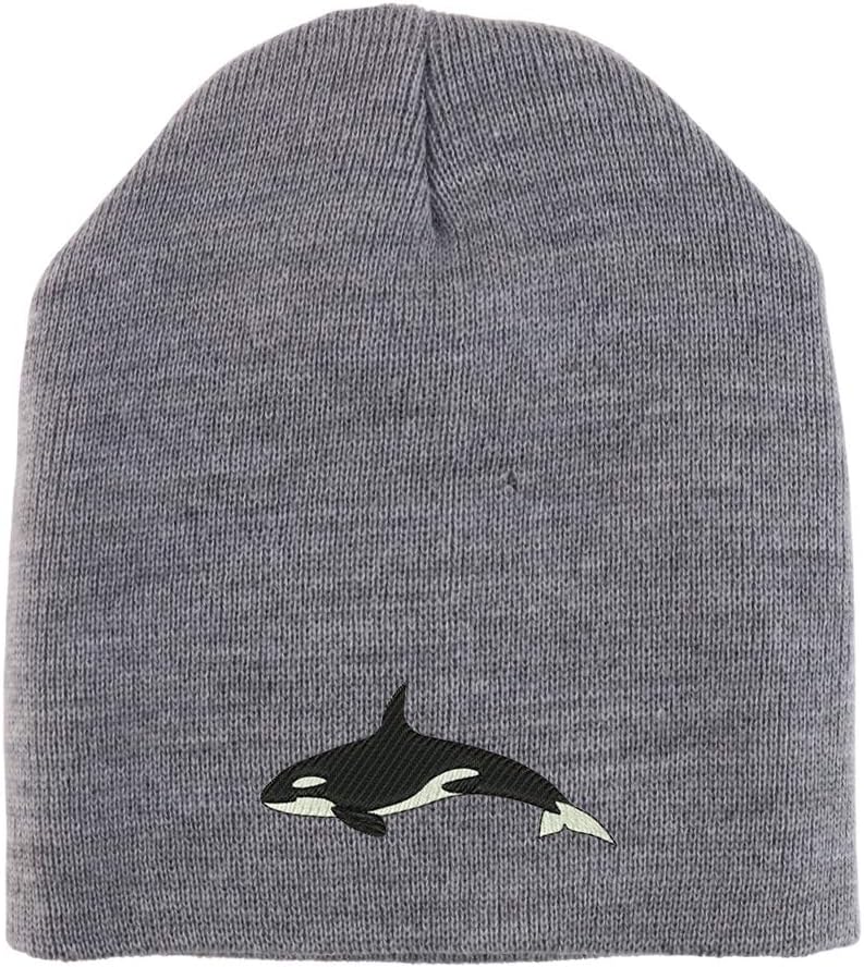 Trendy Apparel Shop Orca Killer Whale Embroidered Made in USA Short Acrylic Knit Winter Beanie Hat