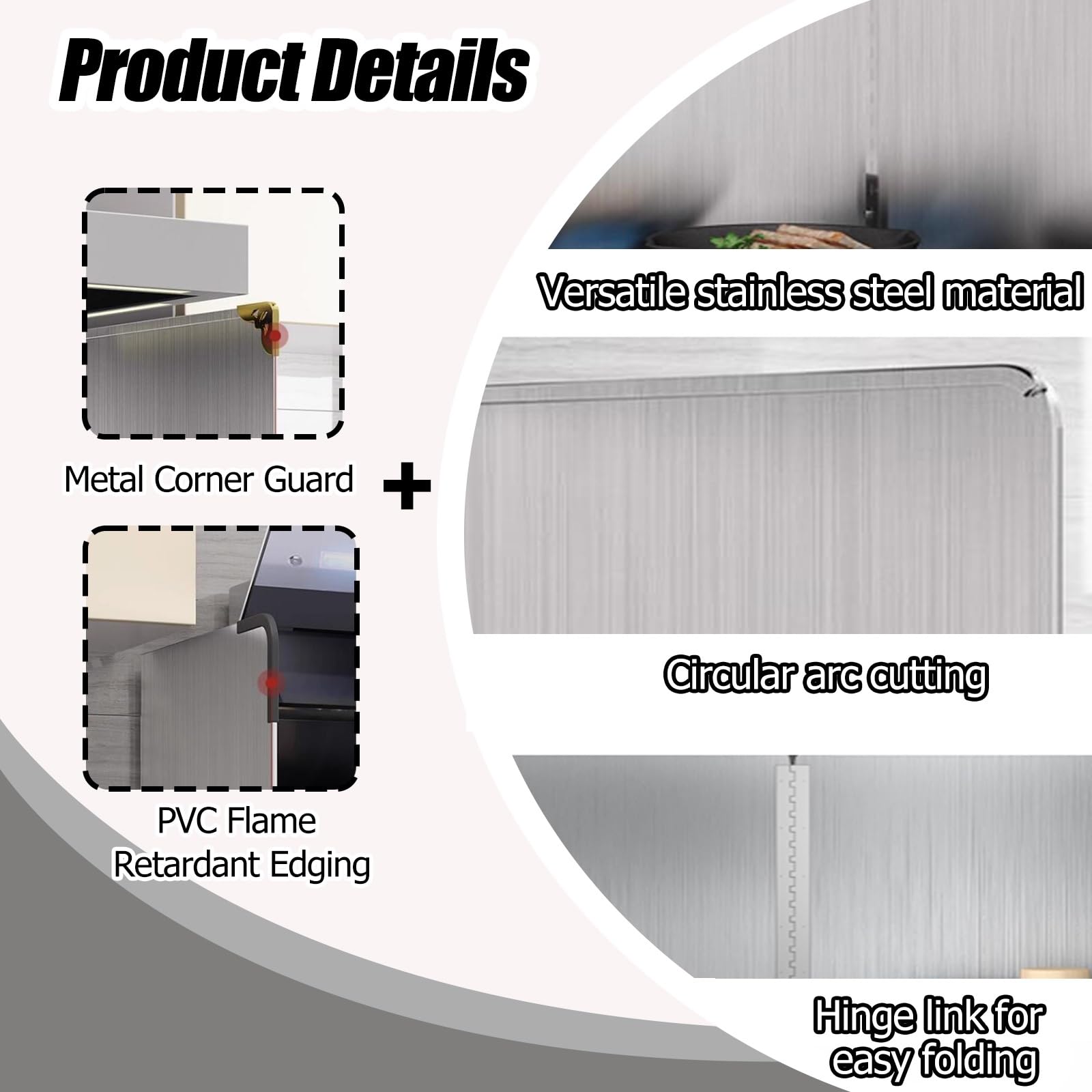 Protector antigrasa Plegable de Acero Inoxidable de 4 Lados contra Salpicaduras de Aceite - Pantalla antigrasa con Aislamiento térmico para cocinar, Seguridad en la Cocina, fácil de Limpiar,