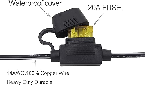 Miniatura 3 de Terminales de crimpado de bala de 1 pie 14AWG al conjunto de conexión/desconexión rápida del arnés SAE, fusible de 20 A
