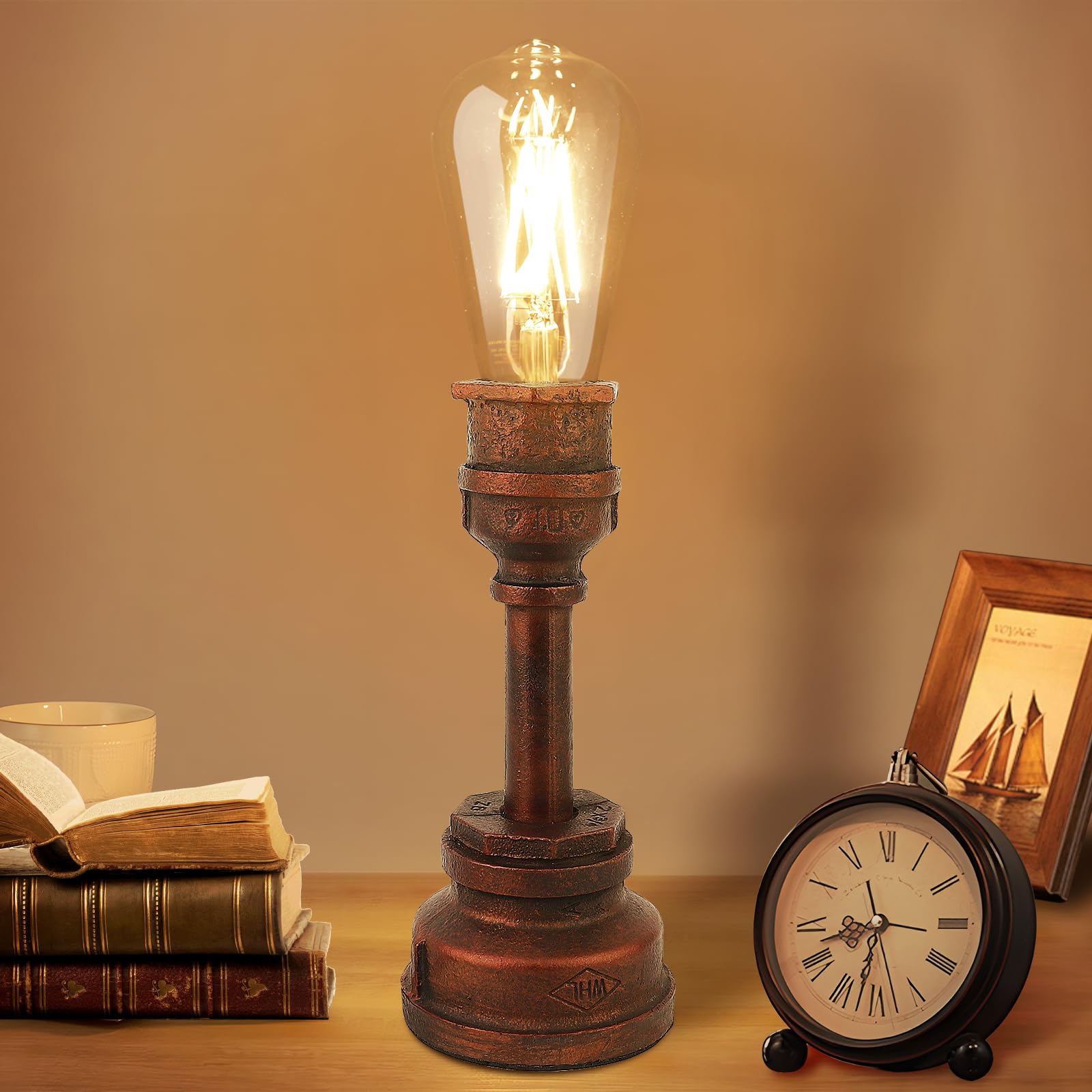 Onh Industrial Table Lamp Dimmable Vintage Small Bedside Lamps
