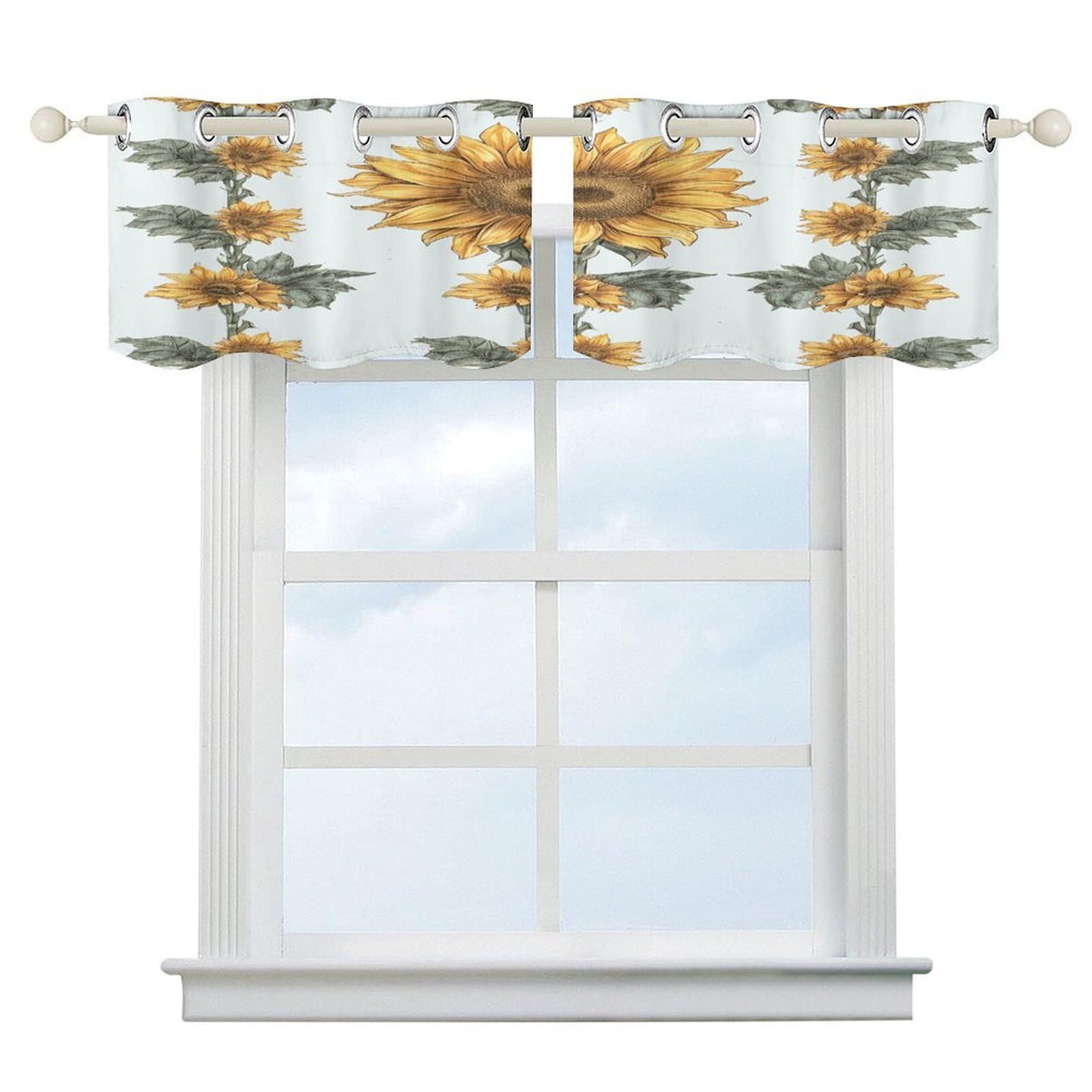 Cortinas opacas florales con bolsillo para cortinero y arte moderno