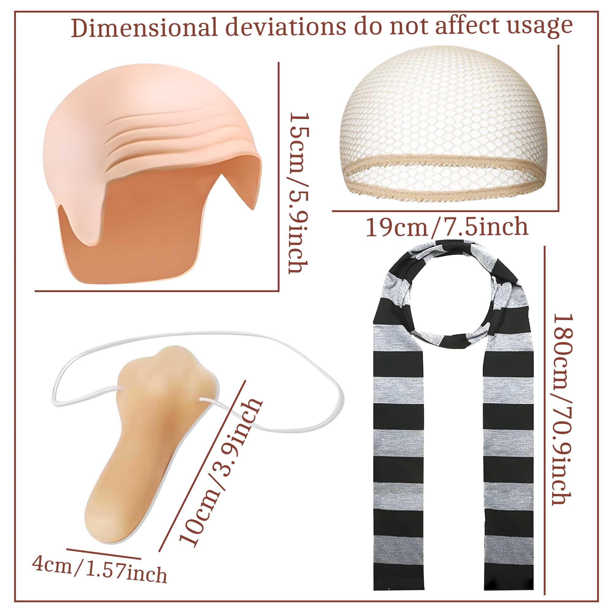 BACH AND BOOZY Yellow Costume Cosplay Fancy Dress Adults World Book Day Fancy Dress World Book Day Costumes Bald Cap Striped Scarf Long Nose Storybook Character Outfit Men's Women's Costume - Image 2