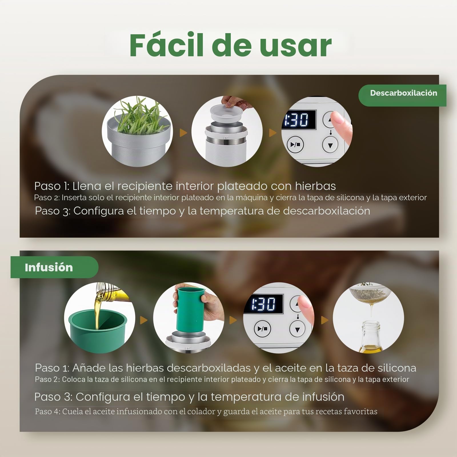 Huanyu Decarboxylator para hierbas Máquina de infusión de aceite de hierbas con taza de silicona Herb Butter Maker Decarboxylator de hierbas e infusor con colador