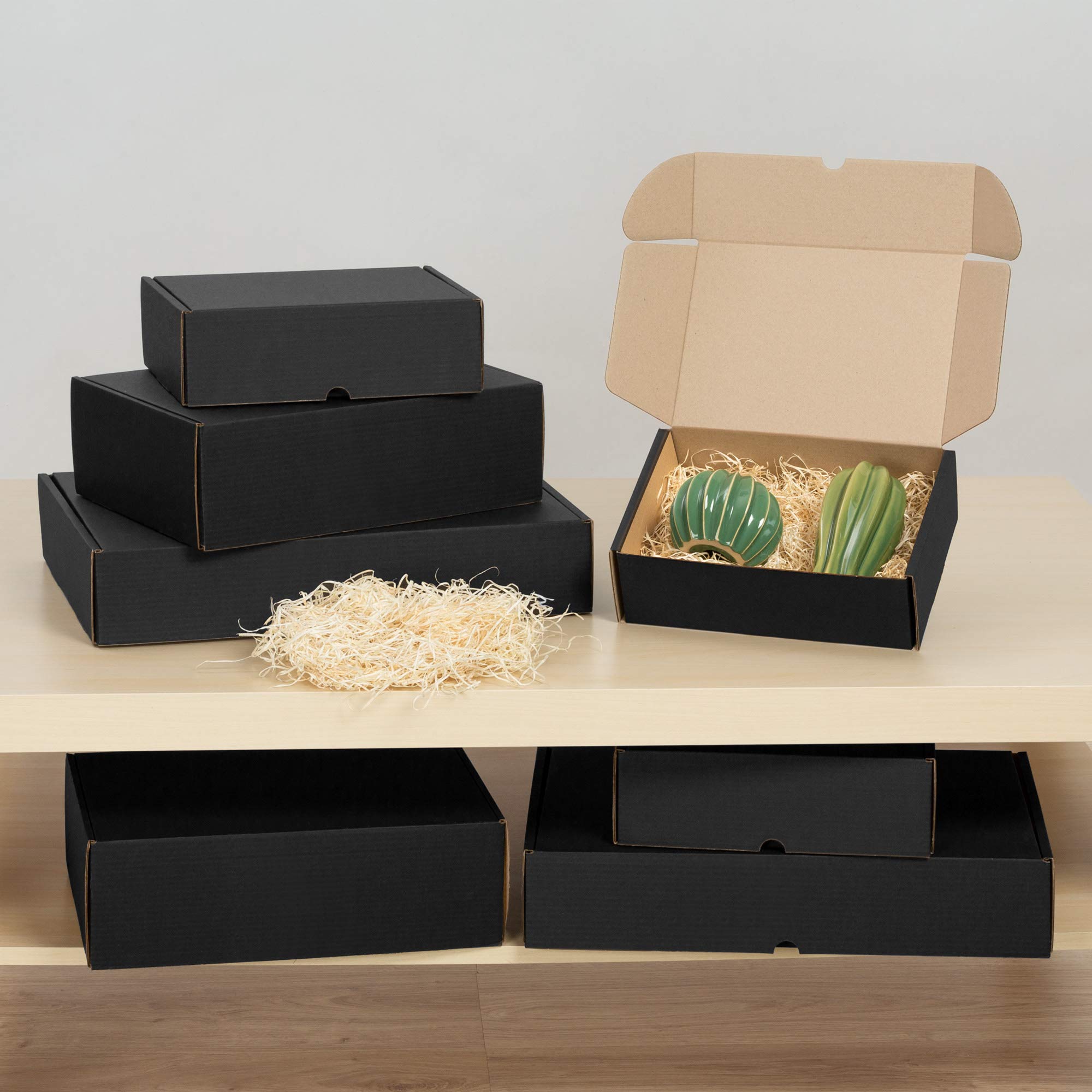 packer PRO Pack 25 Cajas Carton Envios Automontables para Ecommerce y Regalo Negras, Mediana 34x23,5x11cm