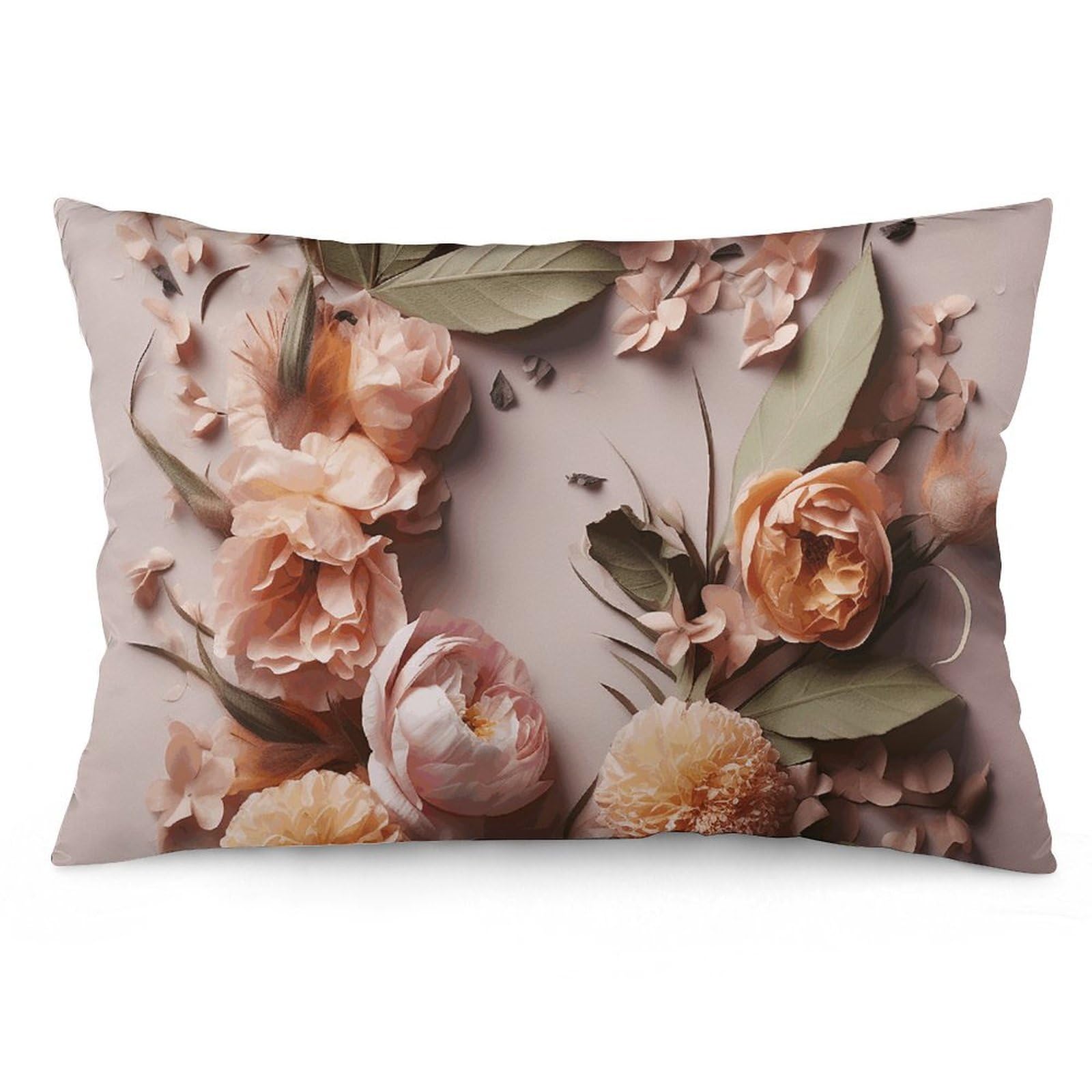NONHAI 2 Pack Pillow Cases for Hair and Skin, Soft Breathable Pillow Case Covers with Hidden Zipper, Different Flowers Pillowcase 12 "x20 Pillow Covers for Sleeping Gift