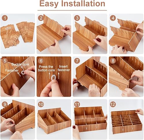 Miniatura 6 de BENECREAT Caja de almacenamiento de madera para teléfono celular de 24 rejillas, caja de almacenamiento de gestión de teléfonos móviles, organizador