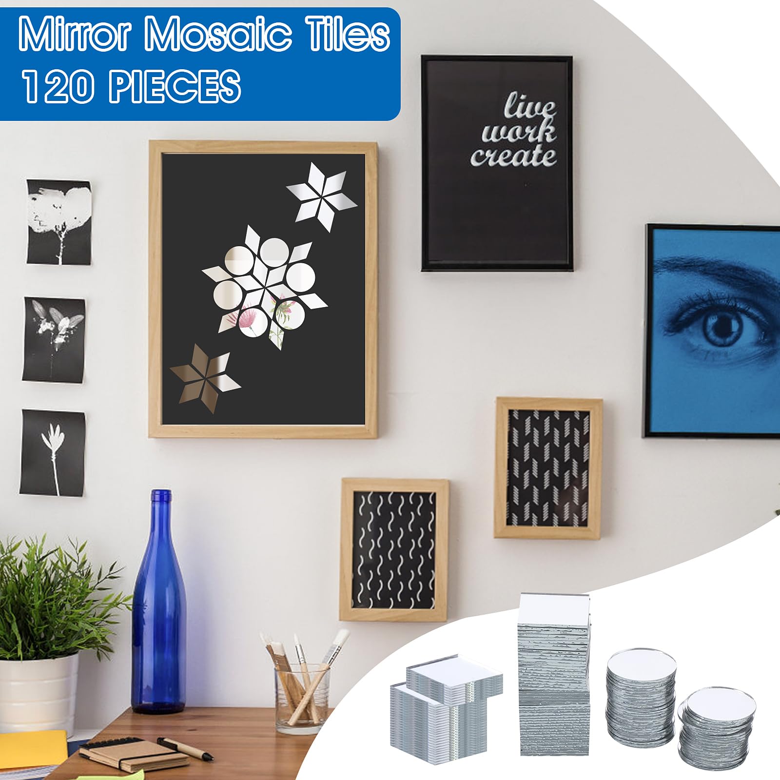 Autocollants Miroir En Verre Auto-adhésifs 10 X 10 Mm Lot De