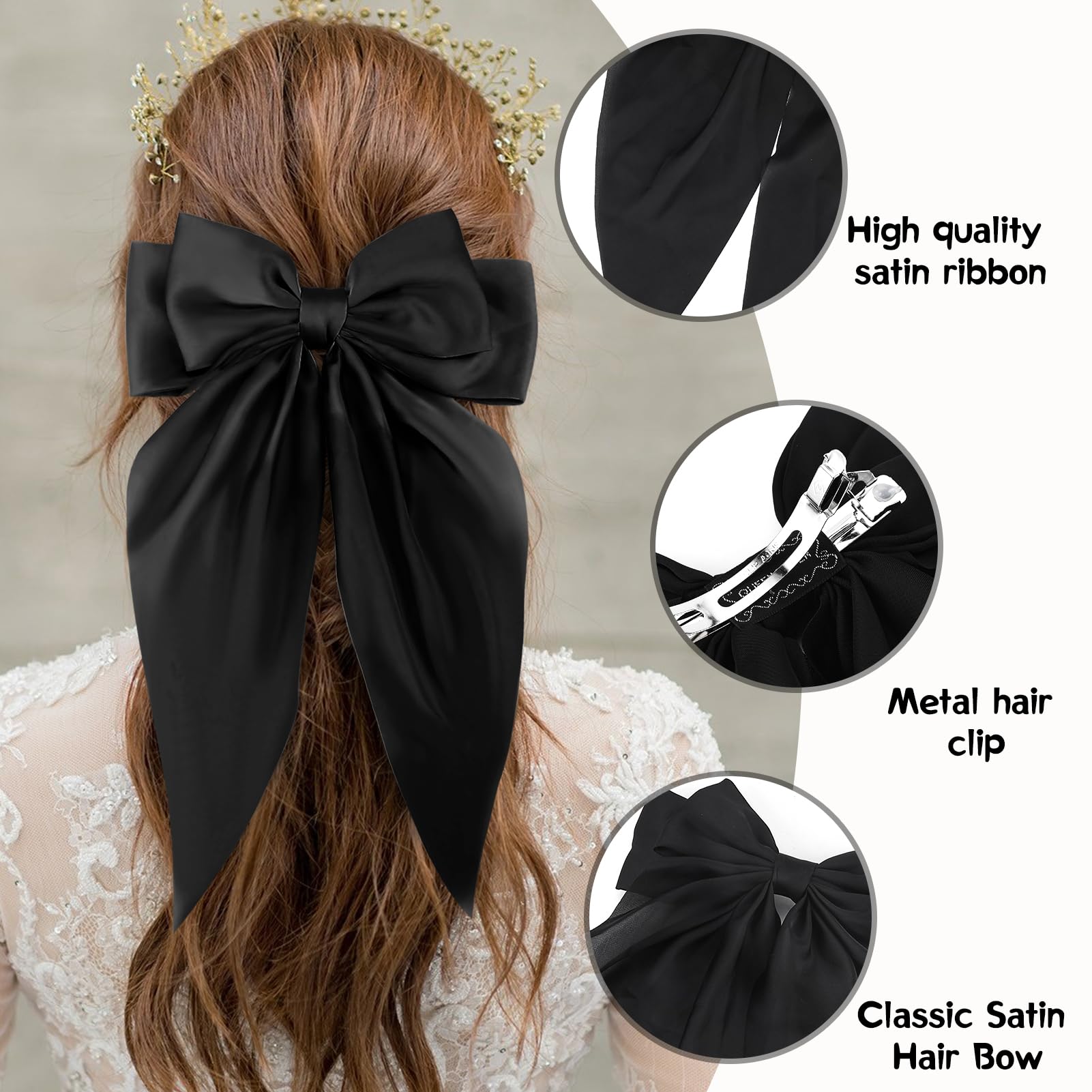 Amazon.com : Zkptops 4Pcs Hair Bow Clips for Women Girls Silky