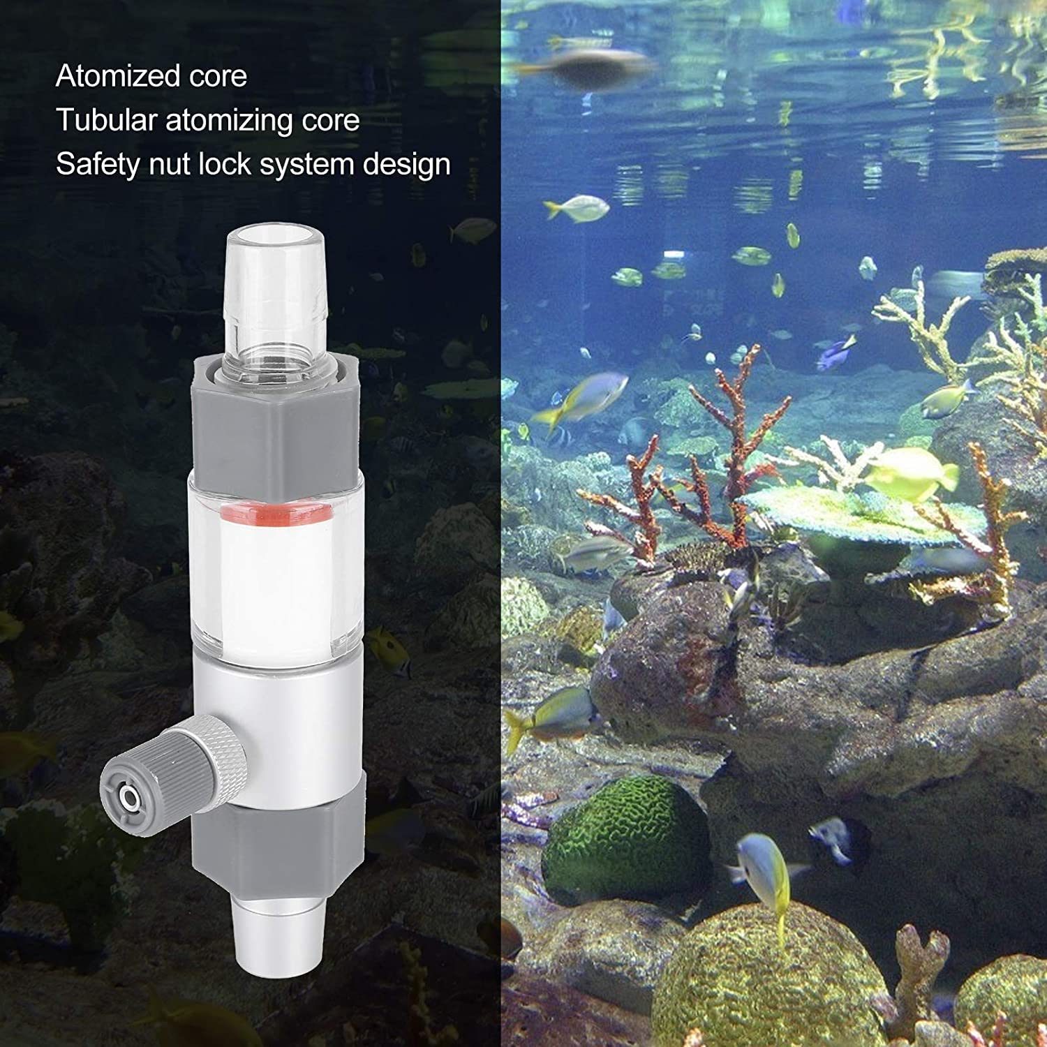 Atomizzatore di CO2 dell'acquario, atomizzatore del Serbatoio di Pesce diffusore di CO2 del Serbatoio Esterno diffusore del reattore di CO2 Accessorio del Serbatoio di Pesce (M1 12/16 mm)