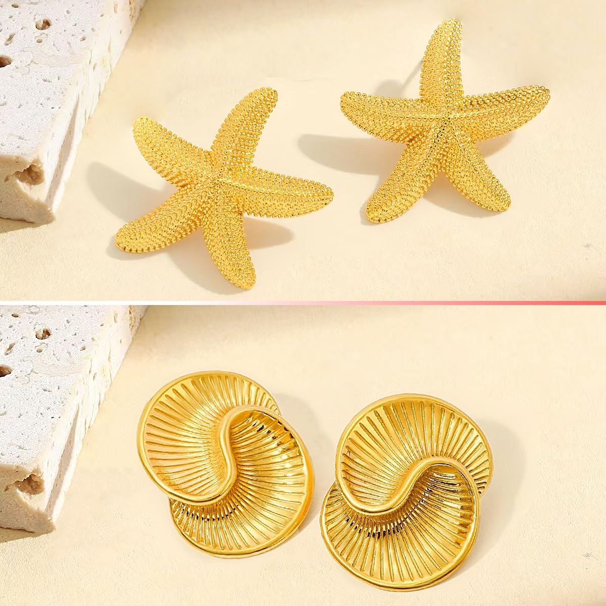 Earring for Women Seashell Earrings Ocean Conch shell Earrings set Cute Pearl Earring Clip on Everyday Earring for Women - Image 3