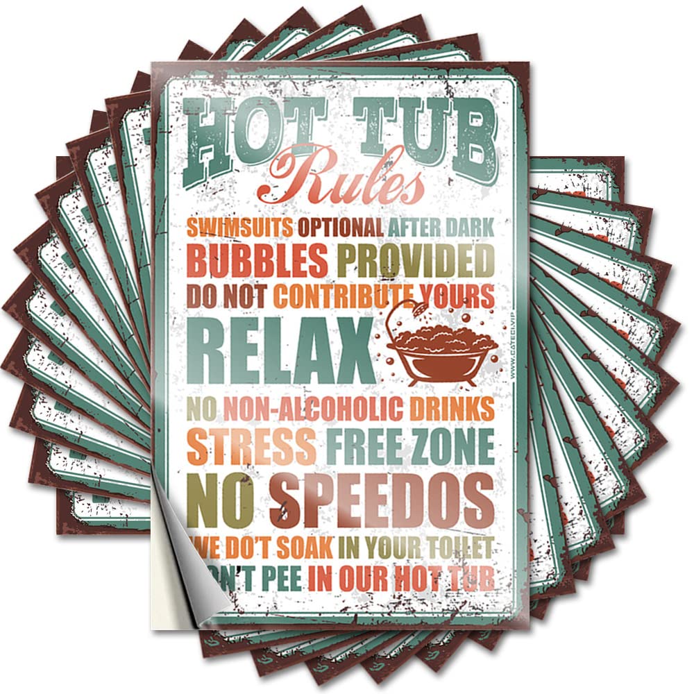 Fzfn Colour Funny Hot Tub Rules Coastal Fall Door Decorations - Decals Bottle Removable Vinyl Decal(12X18cm)