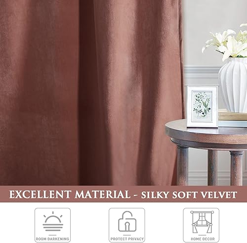 Miniatura 7 de StangH Cortinas de terciopelo rosa malva para dormitorio, habitación del bebé, decoración del hogar, oscurecimiento de la habitación, aislamiento
