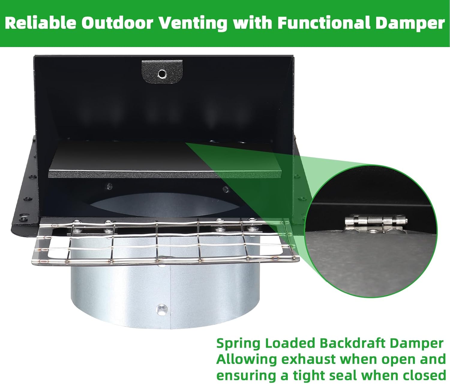 4 Inch Dryer Vent Cover Outside,Galvanized Steel Hooded Wall Vent Cover with Screen & Flap,Metal Wall Mount Exhaust Vent Cover,Exterior Dryer Vent Hood Outdoor Dryer Vent Cover for Bathroom Fan-Black