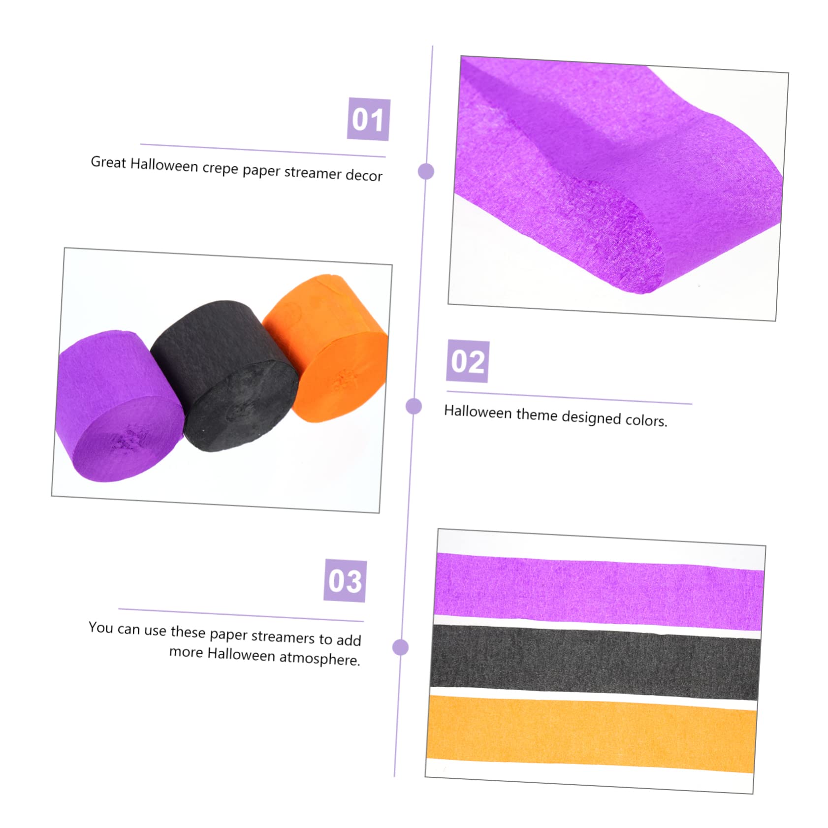 SEWACC 4sets Halloween Party Streamer Orange Schwarz Crepe Rollen Dacoratin Decor Handwerk Liefert 6 Rollen * 4