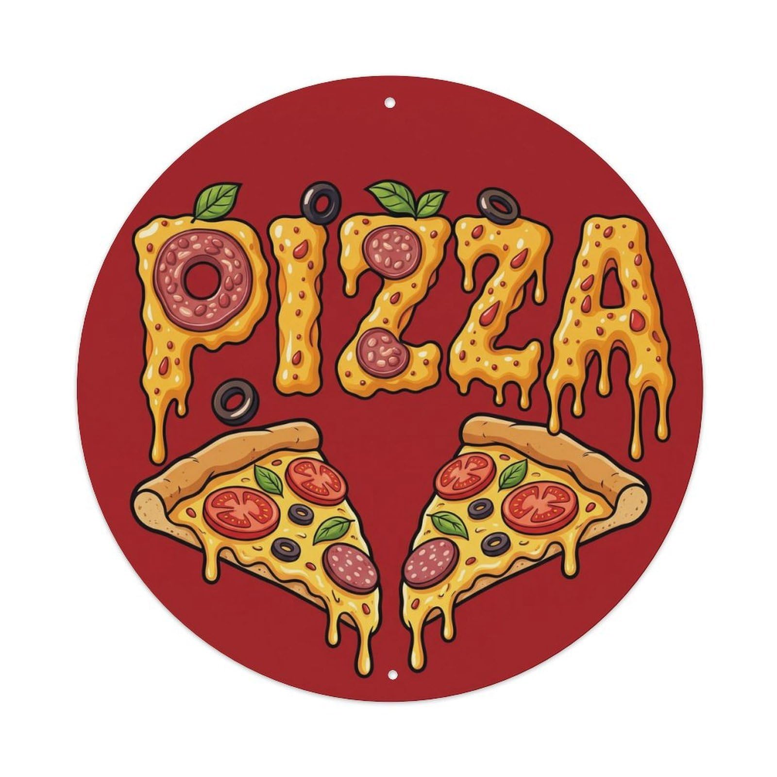 Huiyhb 8X8inch(20X20cm) Vintage Pizza Slice Iced Tomato Metal Tin Sign