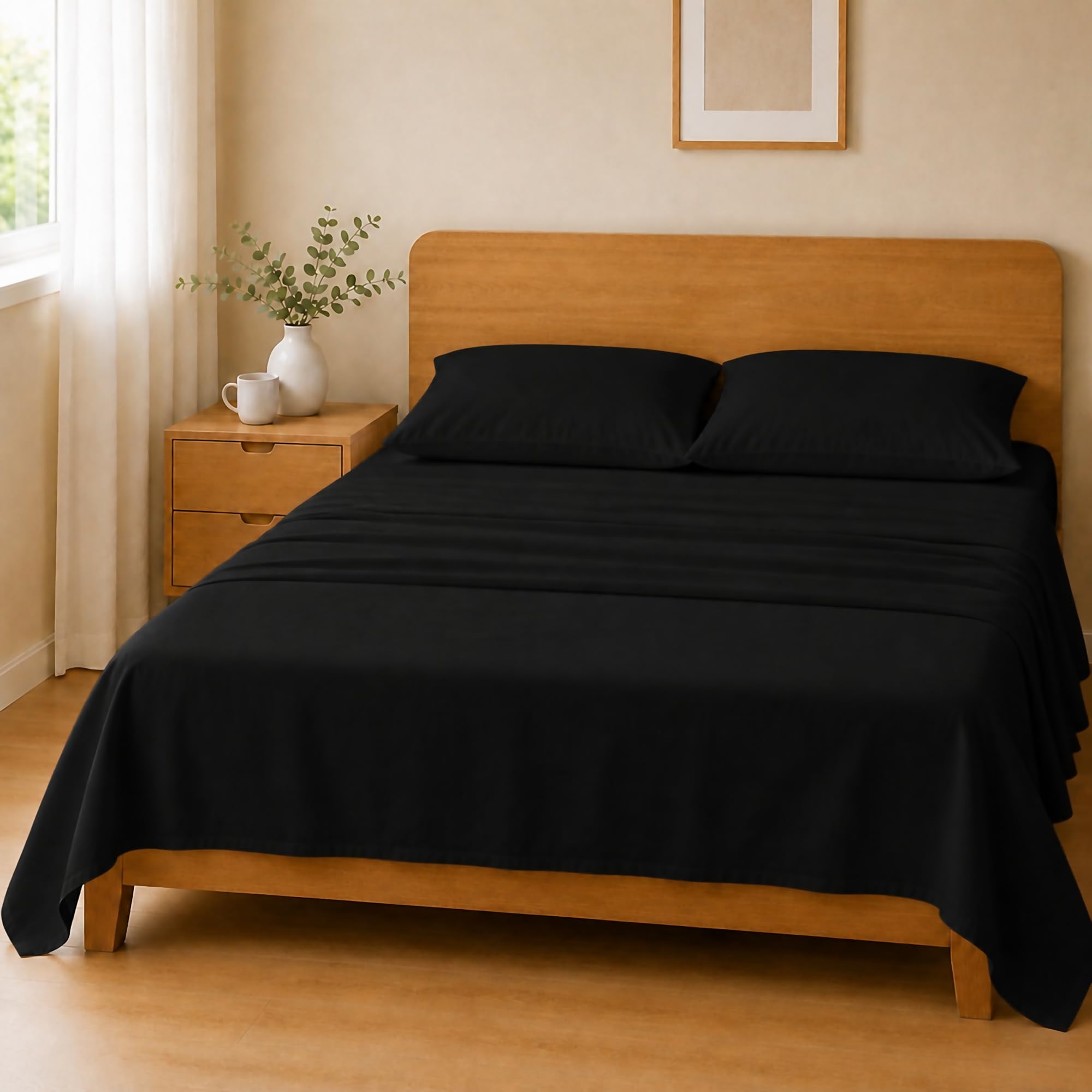 Homebliss Microfibre Set 180 x 190 + 25 / 230 x 240 + 45 x 75 2 Pieces, Black